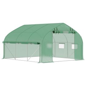High Tunnel Greenhouse 11.5' Large Walk-In with Mesh Door and Windows