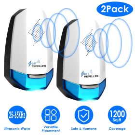 2 Pack Ultrasonic Pest Repeller with Night light Plug In Pest Mice Repellent Indoor Roach Bed Bug Mouse Rodent Mosquito Killer for Bedroom Garage