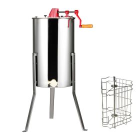 Manual Honey Extractor, 2/4 Frames Honey Spinner Extractor, Stainless Steel Beekeeping Extraction, Honeycomb Drum Spinner with Lid