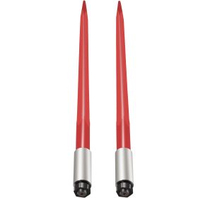 Pair Hay Spear 39" Bale Spear 3000 lbs Capacity, Bale Spike Quick Attach Square Hay Bale Spears 1 3/4", Red Coated Bale Forks