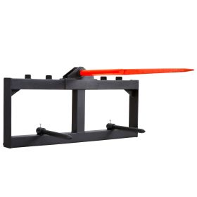 49" Hay Spear, Bale Spears 1600lbs Loading Capacity, Skid Steer Loader Tractor Attachment with 2pcs 17.5" Stabilizer Spears, Quick Attach Spike F