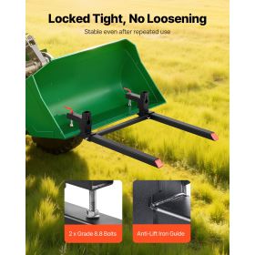 Pallet Forks, 2000 lbs Clamp on Pallet Forks, 43-Inch Total Length Heavy-Duty Tractor Fork with Adjustable Stabilizer Bar for Tractor Attachments