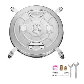 24" Pressure Washer Surface Cleaner, Stainless Steel Pressure Washer Attachments with 4 Wheels, 4000 Max PSI, 3/8 Quick Connector, 2 Spray Nozzle