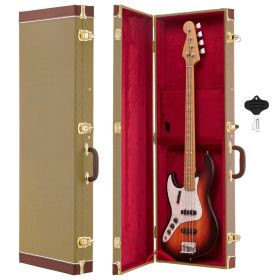 Electric Guitar Hard Case, 41.3 Inch, Rectangle Wooden Hard-Shell Protective Carrying Case, With Lock Latch, Padding, Accessory Compartment, Key, (Option: default)