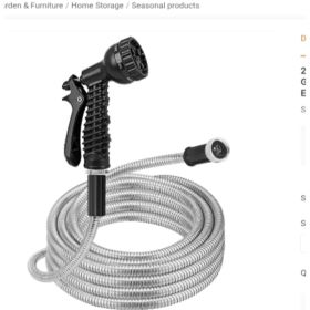 25FT-50FT Options -- 1Pc Heavy Duty Stainless Steel Garden Hose Garden Watering Kit Metal Water Hose With 2 Nozzles 12 Patterns Flexible Extendab (size: 25 FT)