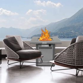 28-Inch Propane Gas Fire Table (Color: Silver)