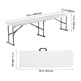 Plastic Folding Bench, 6 ft Portable Bench for Indoor/Outdoor Picnic Party Patio Camping Dining (Color: White, Quantity: 1 pcs)