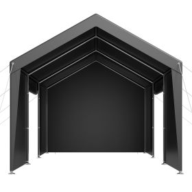 Carport, 10 x 20 FT Outdoor Car Canopy, Potable Carport with Removable Sidewalls & Door, Heavy Duty Car Shelter, UV-Resistant & Water-Resistant (Shape: Black-10x20 ft with Sidewall)
