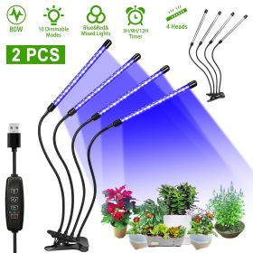 Grow Lights for Indoor Plants, iMounTEK 80W 80 LEDs Plant Lights with Red Blue Full Spectrum 10 Dimmable Level (Color: 2Pcs Black)